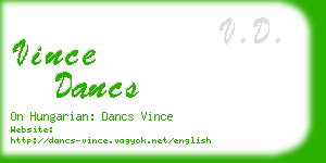 vince dancs business card